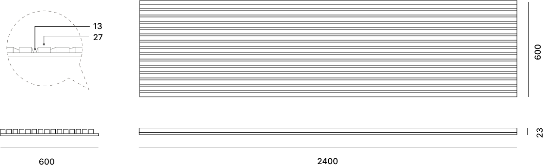 A technical drawing of an AKUROCK acoustic panel showing the dimensions of the wall panel.